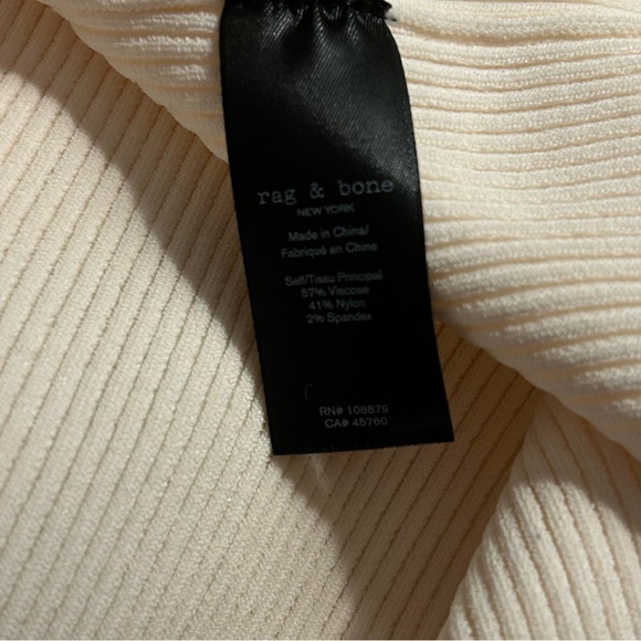 NWT Rag & Bone Ivory Bodycon Asher Ribbed dress - Picture 4 of 7